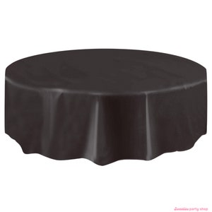 Tovaglia rotonda in plastica nera - Tovaglia monouso rotonda da 84" per feste di compleanno, baby shower, matrimoni, eventi e festività - S018