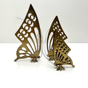 Trio of Mid Century Brass Freestanding Butterfly Figurines