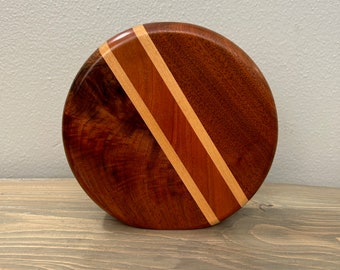 Handcrafted Walnut, Cherry, and Maple Circle Shaped Wood Vase by E.H. Lang