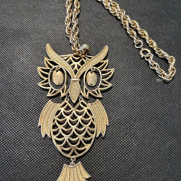 Large Articulated Owl Pendant Necklace