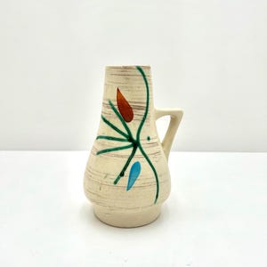 Mid Century West Germany Ceramic Pottery Handled Vase