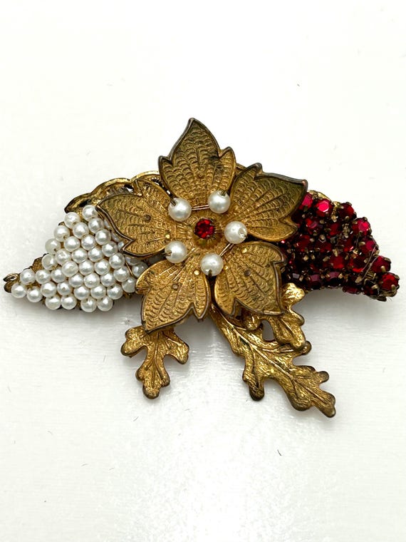 Miriam Haskell Signed Gold Tone with Small Pearls… - image 2