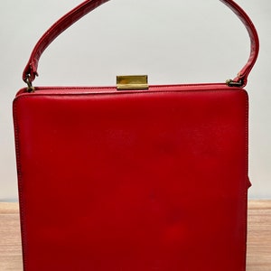 Viki Brand Vintage Red Block Design Leather Handbag - Etsy