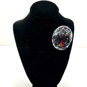 Enamel on Copper Vintage Multi Color Brooch