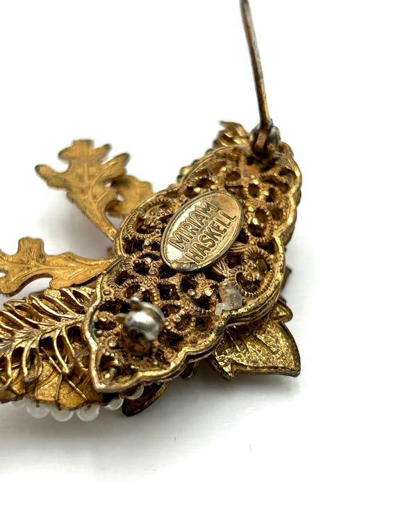 Miriam Haskell Signed Gold Tone with Small Pearls… - image 4