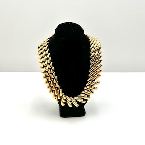 Napier Gold Tone Three Layer Large Choker Style Necklace