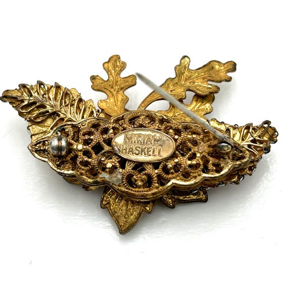 Miriam Haskell Signed Gold Tone with Small Pearls… - image 3