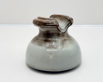 Light Gray And Brown Ceramic Knox Signed Insulator