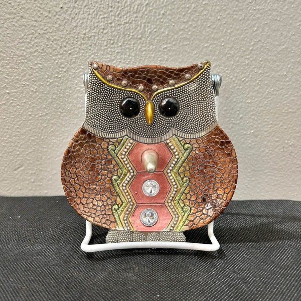 Jeweled Owl Ring Holder Trinket Dish