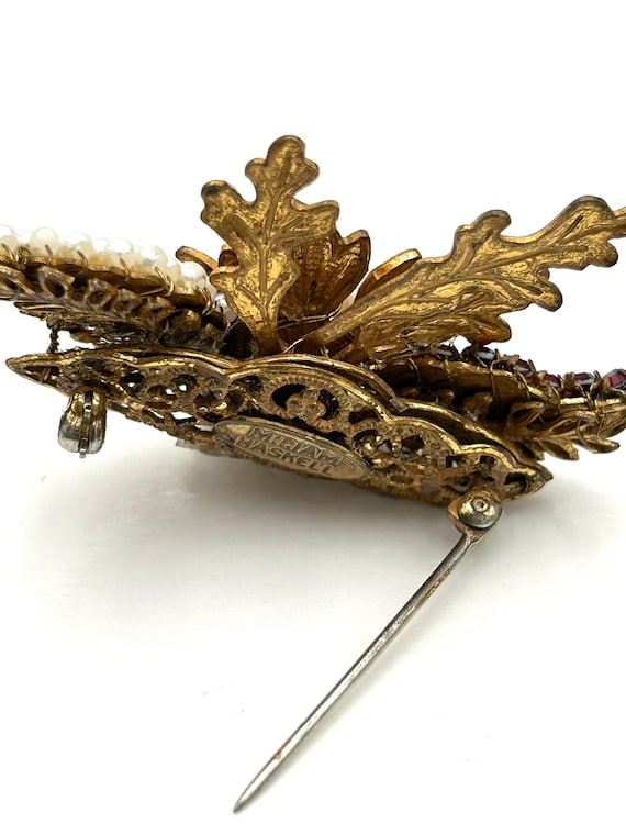Miriam Haskell Signed Gold Tone with Small Pearls… - image 5