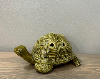 Ceramic Hobbyist Piece Green Turtle Shaped Flower Frog