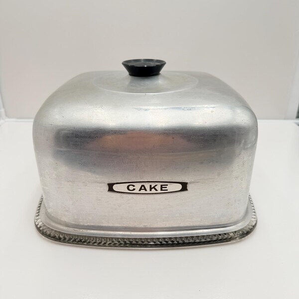 Kromex Vintage Aluminum with Glass Base Covered Cake Plate