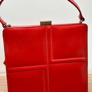 Viki Brand Vintage Red Block Design Leather Handbag - Etsy
