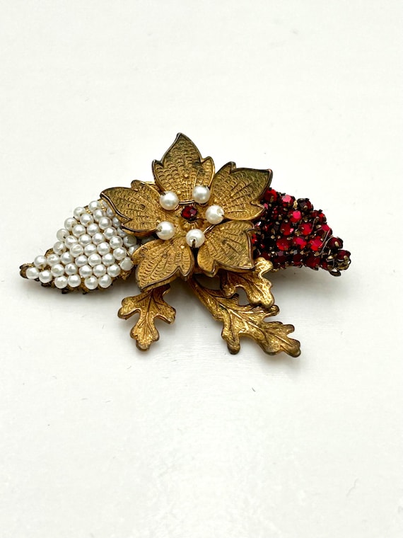 Miriam Haskell Signed Gold Tone with Small Pearls… - image 1