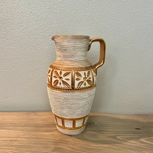 Fratelli Fanciullacci White and Gold MCM Italian Pitcher Vase