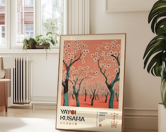 Japanese Wall Art - Yayoi Kusama Print - Home Wall Decor - Abstract Yayoi Kusama Poster - Yayoi Kusama Inspired Japanese Gallery Wall Art