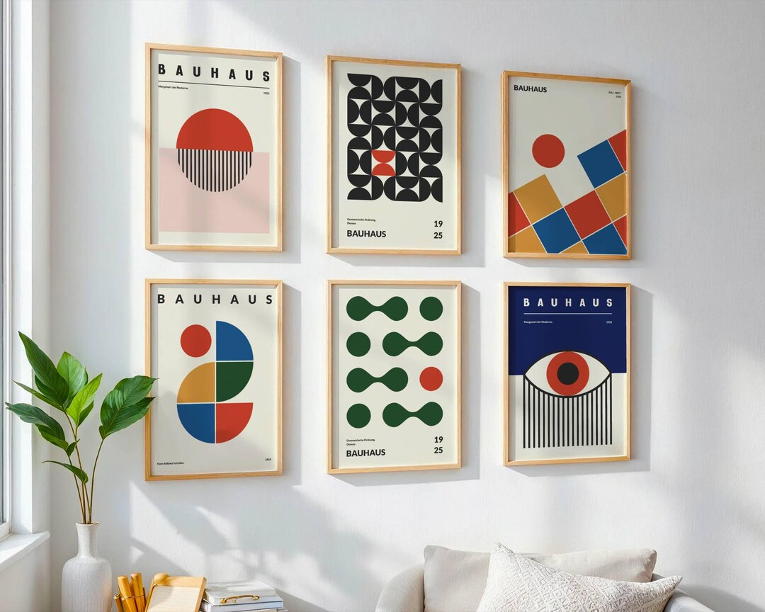 Gallery Wall Art Set Bauhaus Mid Century Modern Poster Minimalist ...
