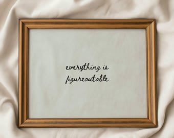 Everything Is Figureoutable, Inspirational Quote Print, Hand-Drawn Typography Poster, Growth Mindset Decor,  Digital Download