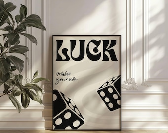 Make Your Own Luck Dice Art Print, minimalistische inspirerende poster (digitale download)