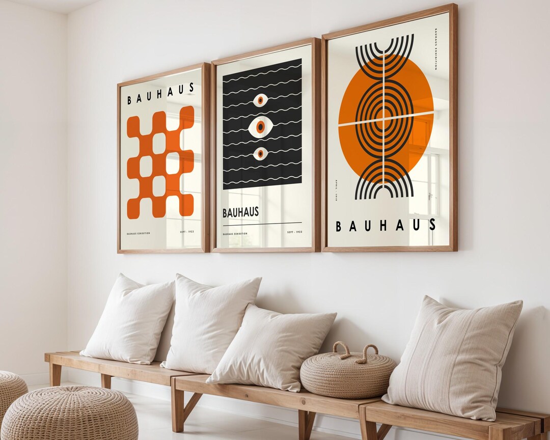 Bauhaus Poster Set of 3 | Minimalist Abstract Wall Art | Mid-century ...