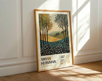 Yayoi Kusama Print - Japanese Wall Art - Home Wall Decor - Abstract Yayoi Kusama Poster - Yayoi Kusama Inspired Japanese Gallery Wall Art