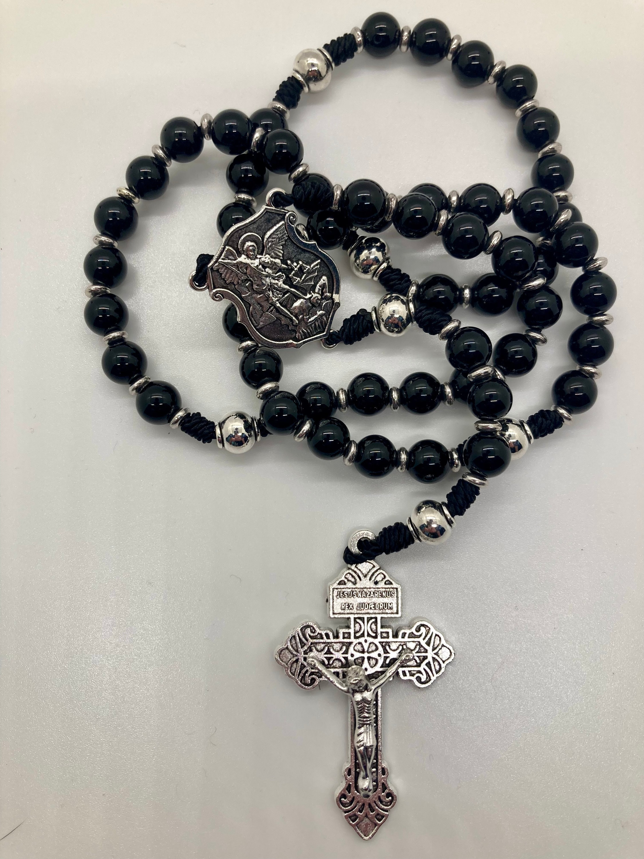 Saint Michael Rosary: Black Onyx Catholic Gift - Etsy
