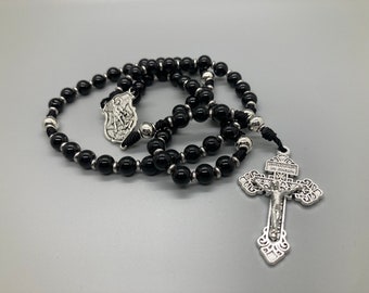 Saint Michael the Archangel Rosary ~ Durable Rosary ~ Police Gift~ Military Gift~ Black Onyx~ Catholic Gift~ Soldier Gift~ Masculine Rosary