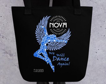 Einkaufstasche – Aufdruck „NOVA Angels“ auf einer robusten Einkaufstasche. 37 x 37 cm. Wir werden wieder tanzen.