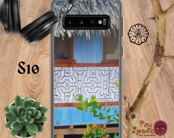 SAMSUNG - "Jungle House", Photo Of An Indigenous Peruvian Home with intricate Shipibo Pattern On A Clear Skin S10/20/21/22.