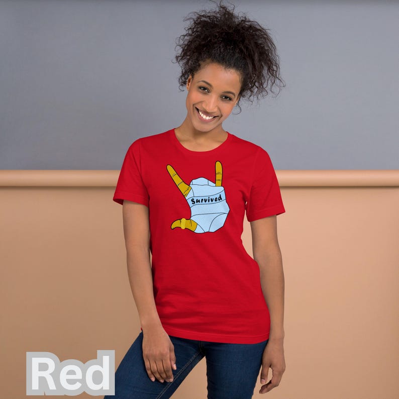 T-SHIRT - *Survived* Printed On A Combed and Ring Spun Cotton Unisex Short-Sleeved Top. FCK HMS. Red