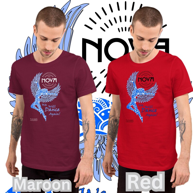 CAMISETA - *NOVA Angels* Estampada en una camiseta unisex de manga corta de algodón peinado e hilado en anillo. Volveremos a bailar. imagen 3