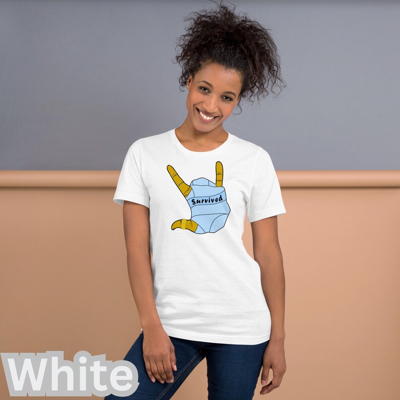 T-SHIRT - *Survived* Printed On A Combed and Ring Spun Cotton Unisex Short-Sleeved Top. FCK HMS. White