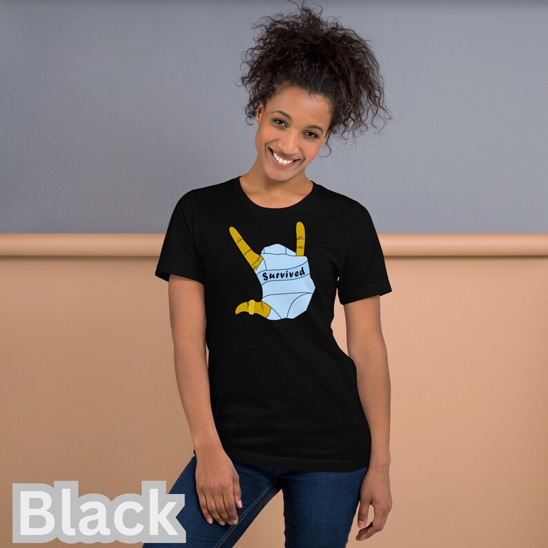 T-SHIRT - *Survived* Printed On A Combed and Ring Spun Cotton Unisex Short-Sleeved Top. FCK HMS. Black