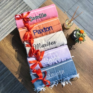 Turkish Beach Towel, 40x70&quot; Personalized Gifts, Beach Bridal Party Towel, Wedding Gifts, Bachelorette Wedding Towel Gifts, Monogrammed Towel