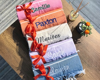 Personalized Beach Towel 40x70" Bachelorette Beach Wedding Favors, Christmas Gifts, Bridesmaid Proposal, Personalized Gifts, Turkish Towel
