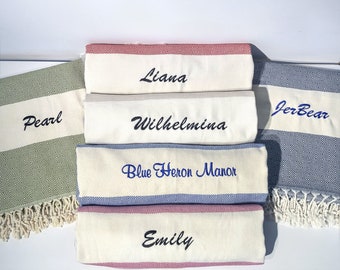 Personalized Beach Towel, 40x70", MONOGRAMMED Turkish Beach Towel, Bridesmaid Gifts, Custom Wedding Gifts Towel Bachelorette Party Favors