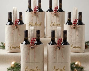 Personalized Wine Bag, Tote Bag, Custom Name Gift, Bachelorette Party Favors, Christmas Gifts