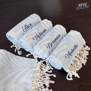 Personalisiertes türkisches Strandtuch, 70 x 40 cm, Baumwoll-Peshtemal, Geschenk für Brautjungfern