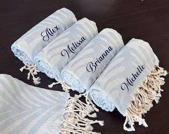 Personalized Turkish Beach Towel, 70x40 Cotton Peshtemal, Bridesmaid Wedding Gift
