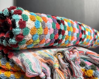 Turkish Handmade Bath Towel, 100% Organic Cotton Blanket Multicolor Christmas Gifts
