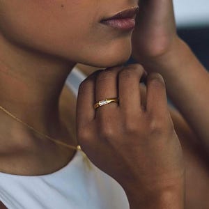 Gold ring • Crystal ring • Stackable ring • Dainty jewellery • CZ gemstone ring