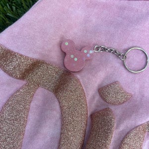 Pink Sparkle Mickey Kopf Harz Schlüsselbund | Handgemachte Disney inspirierte Taschenanhänger