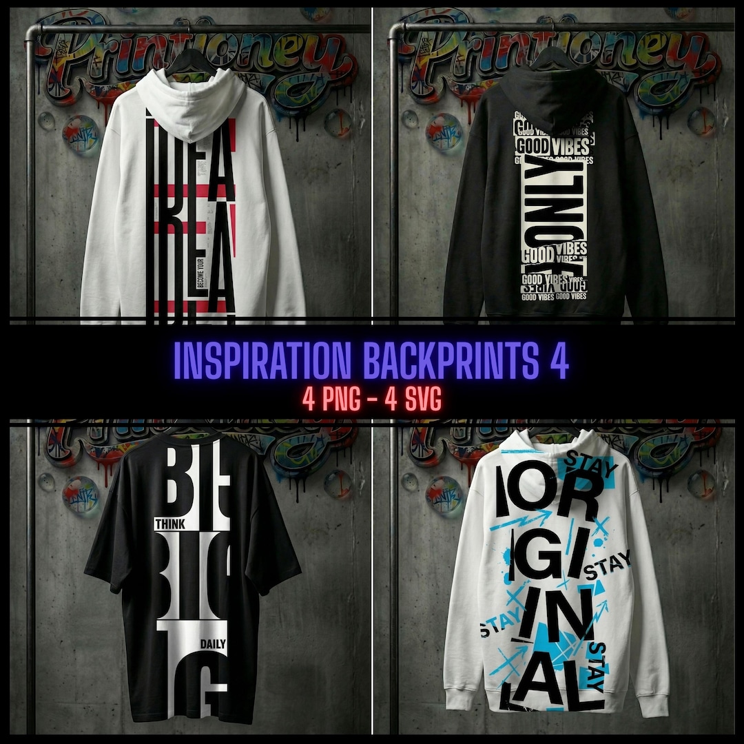 Inspiration Backprint Bundle PNG SVG – Motivation Streetwear Designs ...