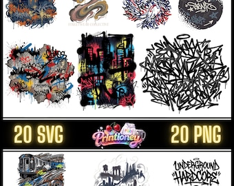 Graffiti Streetwear Clipart Bundle – Urban Graffiti SVG PNG, Street Art Designs for Hoodies, Shirts & POD