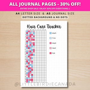 Hair Care Tracker - DRUCKBARE Journal Seite - Beauty Routine - Haarwäsche Tracker - Haarwasch Tagebuch - Self Care Journal - Druckbare Planer Seite