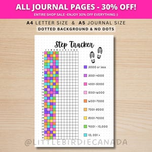 Contapassi annuale - Pagina di diario STAMPABILE - Pagina di pianificazione - Contapassi - Contapassi - Obiettivo di fitness - Obiettivo di passi - Registro della salute