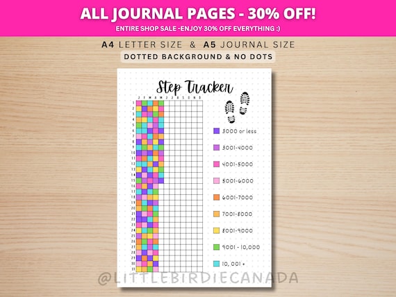 Step Tracker Yearly - PRINTABLE Journal Page - Planner Page - Fitness Tracker - Health Tracker - Fitness Goal - Step Goal - Health Log