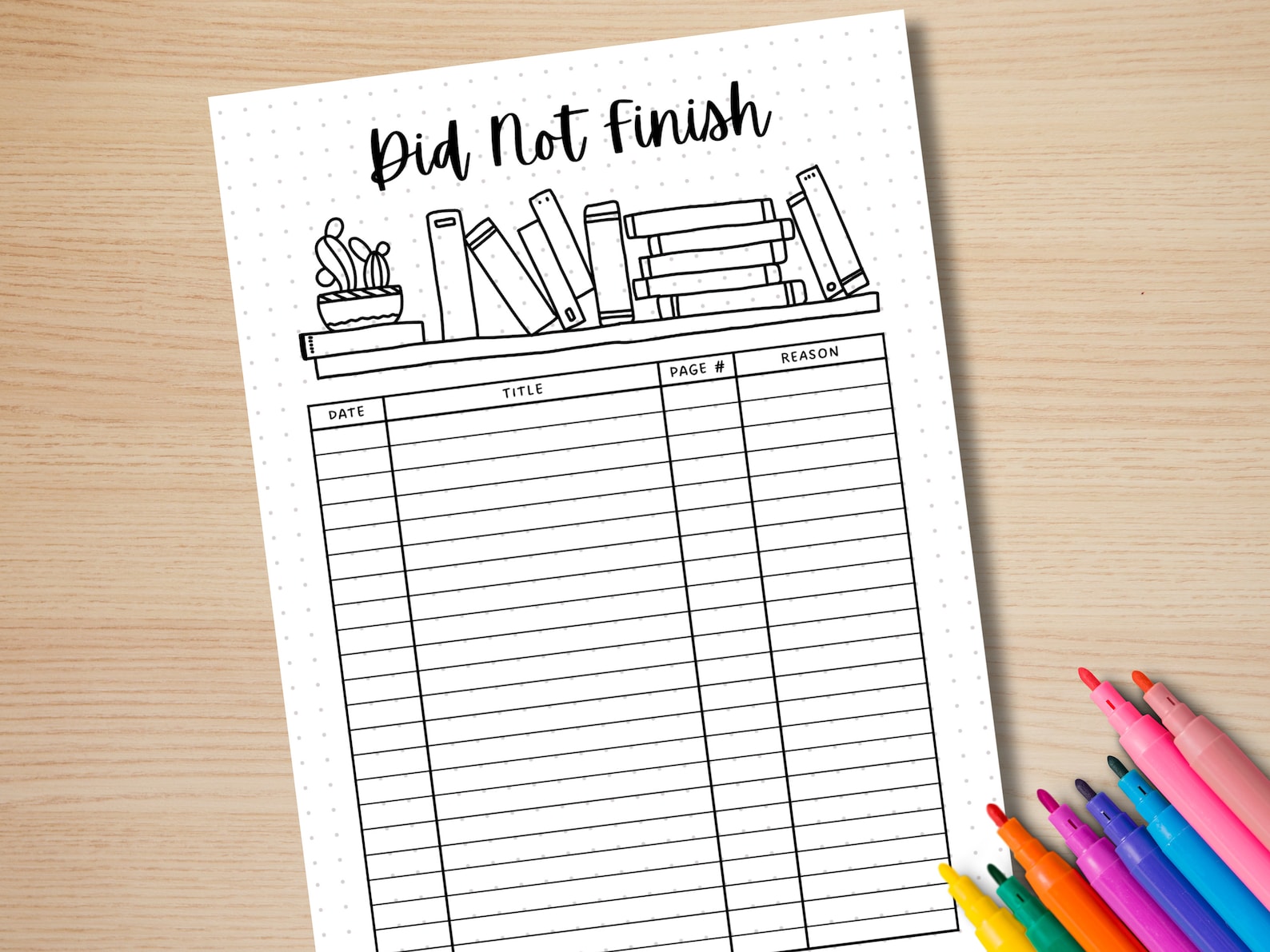 Did Not Finish Reading Tracker - PRINTABLE Journal Page - Book Journal ...