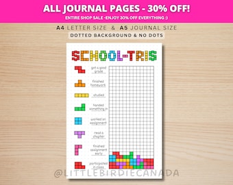 School-tris - AFDRUKBARE dagboekpagina - maandelijkse Tracker - Fun Habit Tracker - Student Journal - Student Planner Page - huiswerktracker
