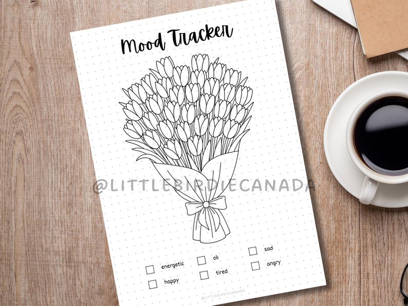 Flower Bouquet Mood Tracker - PRINTABLE Journal Page - Tulip Theme ...